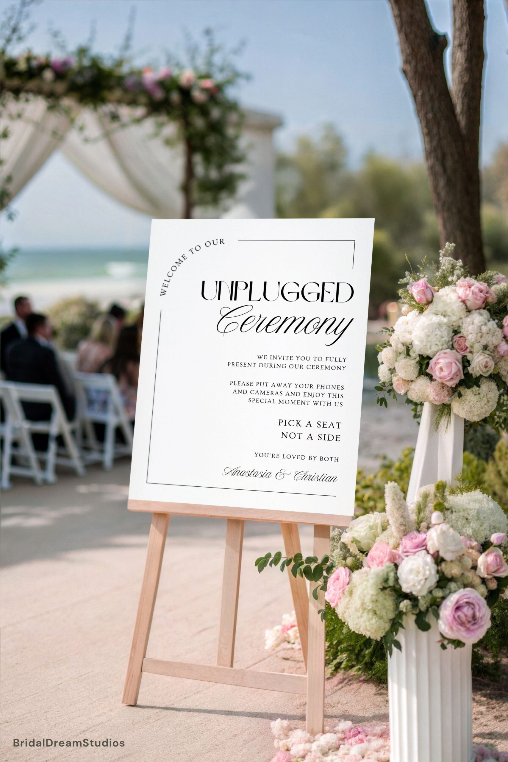Modern Unplugged Ceremony Sign Template Classic Minimalist Wedding Welcome Signage Elegant