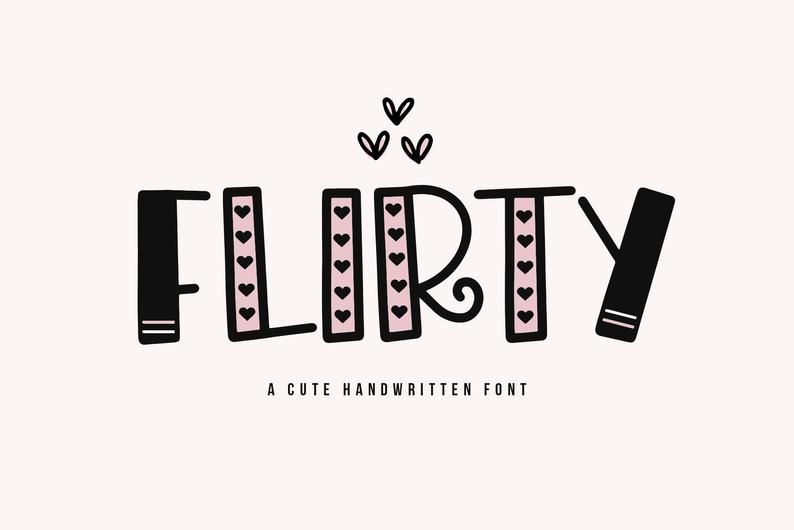 Flirty Font — Cute Handwritten Font, Valentine’s Day Font, Cricut Fonts, Hearts Font, Handlettering, Fonts for SVG — Etsy