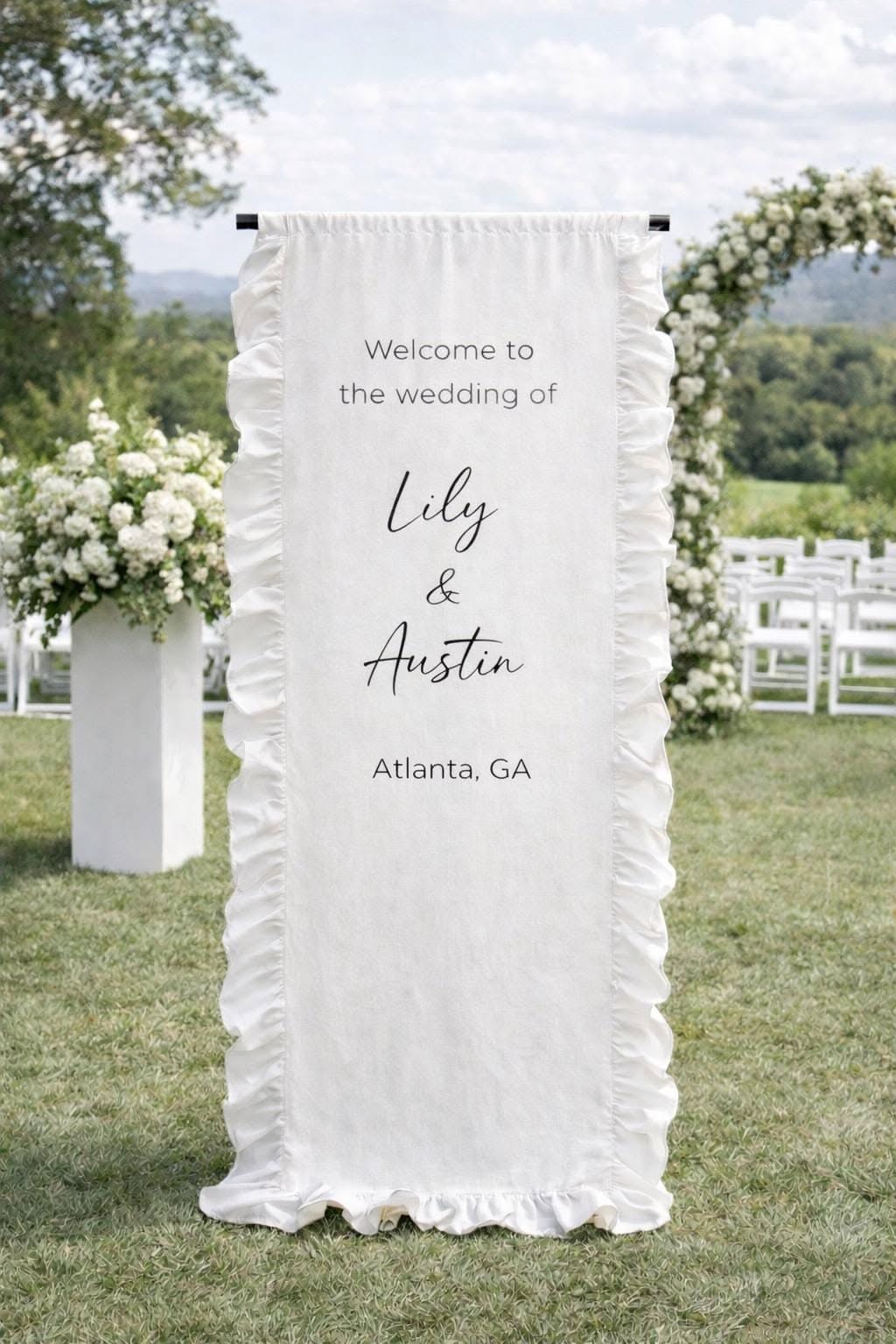 Custom Bridal Shower Welcome Sign, Wedding Decor, Linen Banner, Welcome Signs, Personalized Linen Signs, Fabric Signs, Wedding Welcome Signs