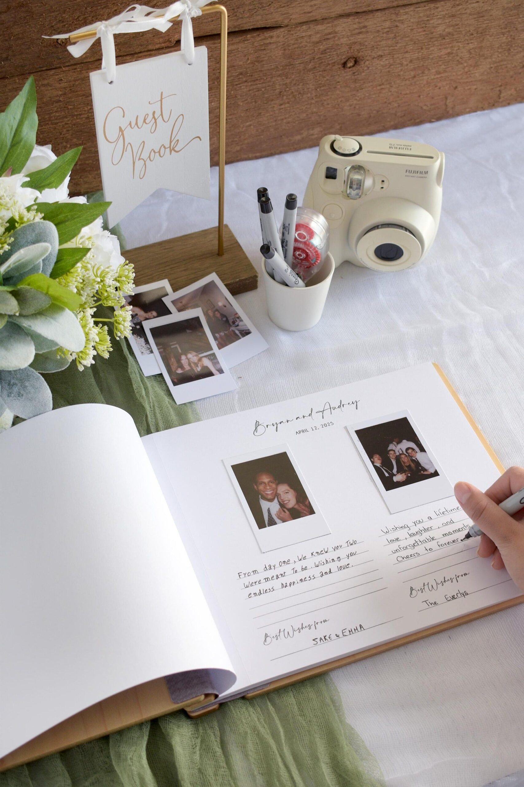 Wooden Wedding Guest Book — Personalized Laser Engraved Wedding Book