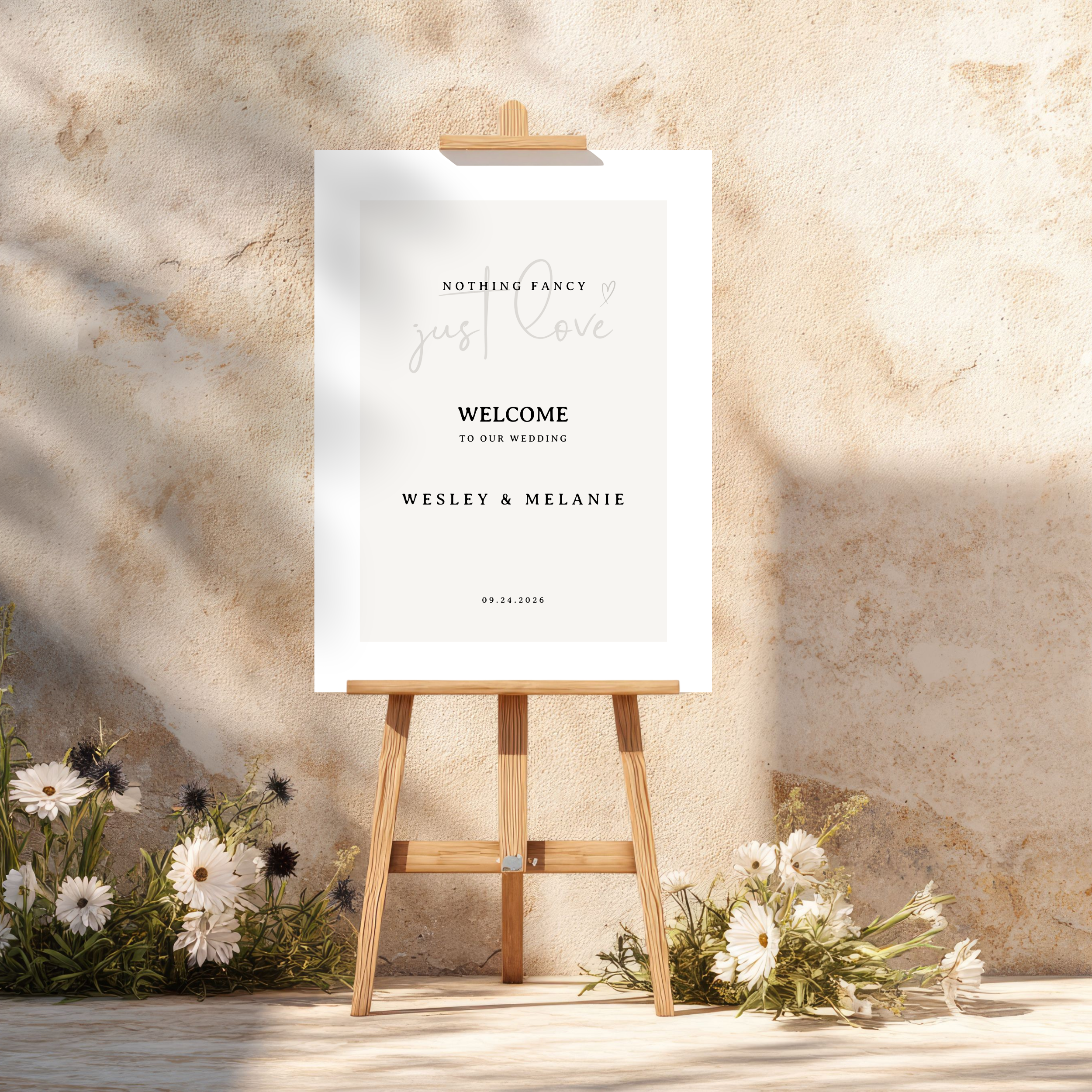 Nothing Fancy Just Love Beige Elegant Wedding Sign