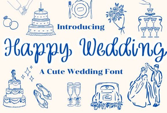 Happy Wedding Font by Bassoonartwork · Creative Fabrica