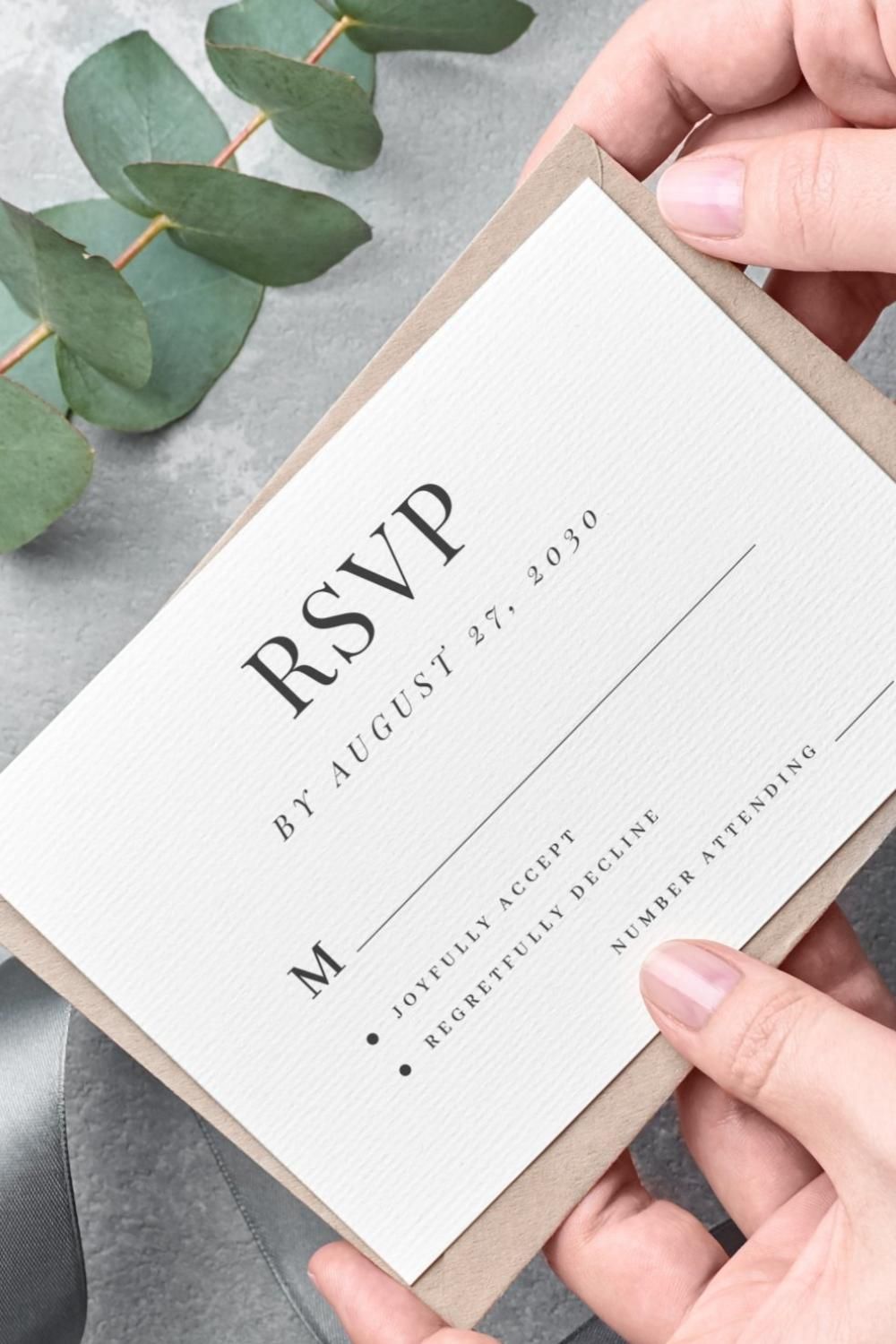 Simple Modern Elegant Black White Wedding Rsvp Card