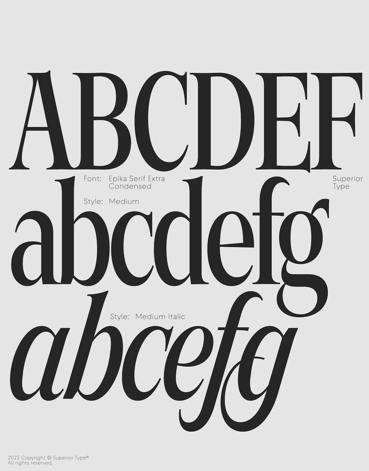 Font family Epika Serif Extra Condensed