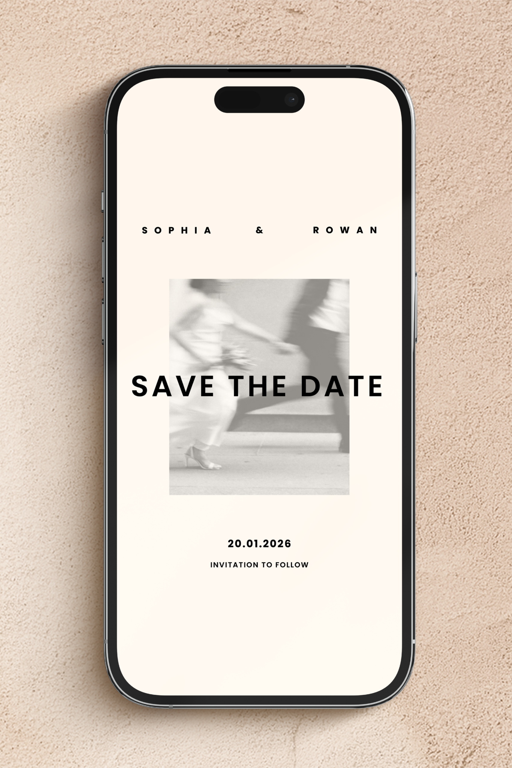 Minimalist Digital Save the Date | Modern Classic Wedding Template with Stylish
