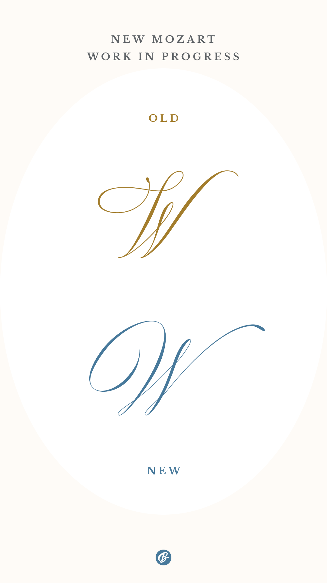 Mozart script letter W redesign – elegant calligraphy update