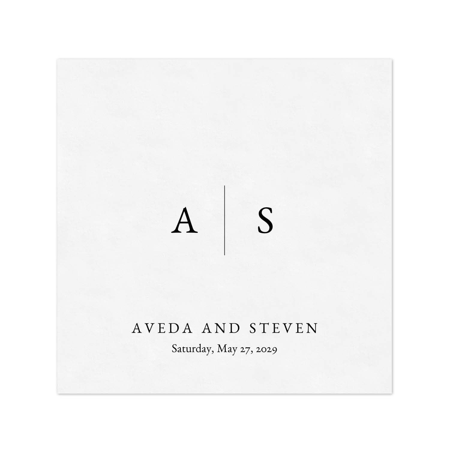 Personalized Classic Monogram Couples Cocktail Napkins / 100 Custom Modern Wedding Beverage Napkins / 4 3/4″ x 4 3/4″ Anniversary Party 3 Ply White Napkin/Made In The USA
