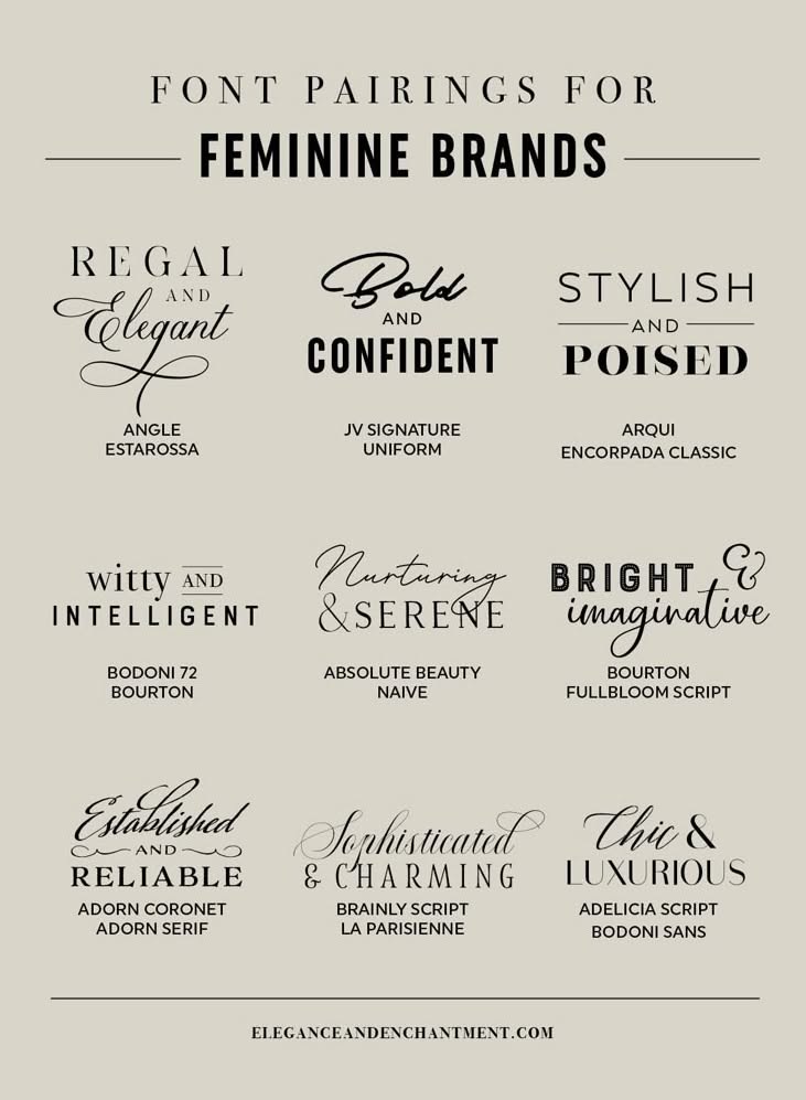 Font pairings for Feminine Brands — Elegance & Enchantment