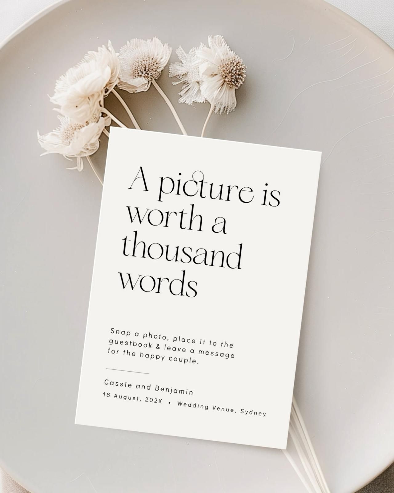 Photo Guestbook Sign, Minimalist Guestbook Signage Printable, Polaroid Guest Book Sign Template