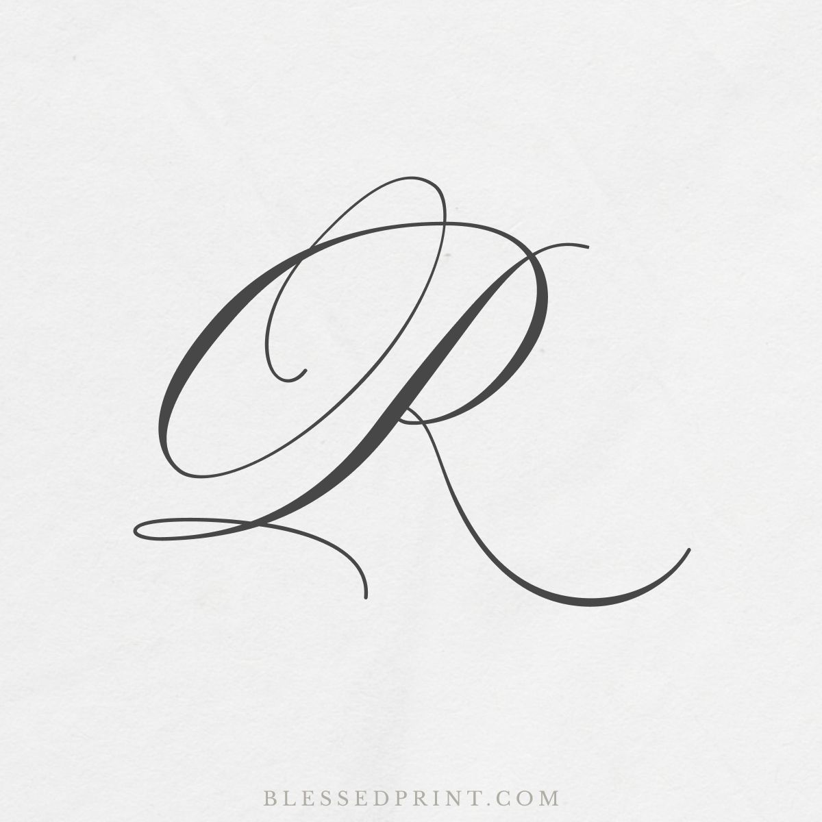 Decorative R Monogram in La Rumba Script Calligraphy