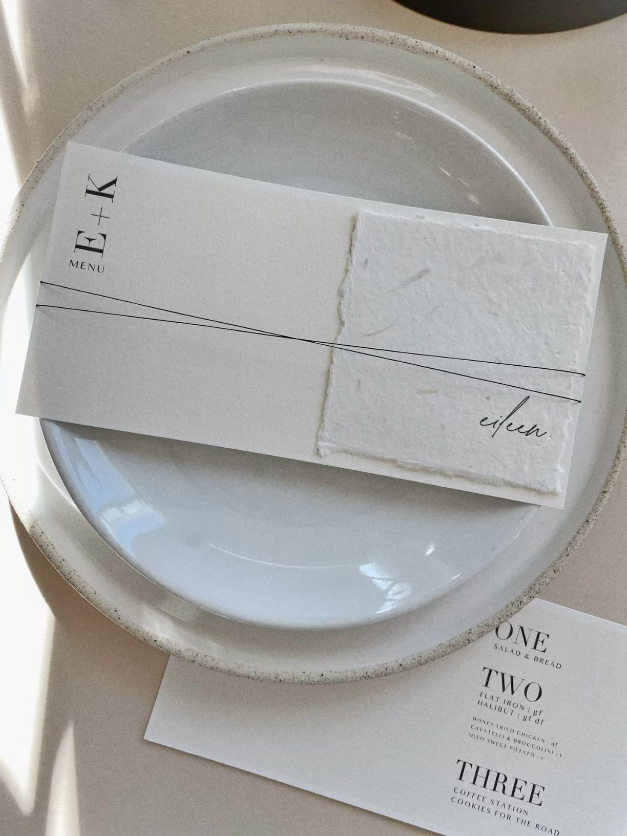 Monogram Menu and Handmade placecards