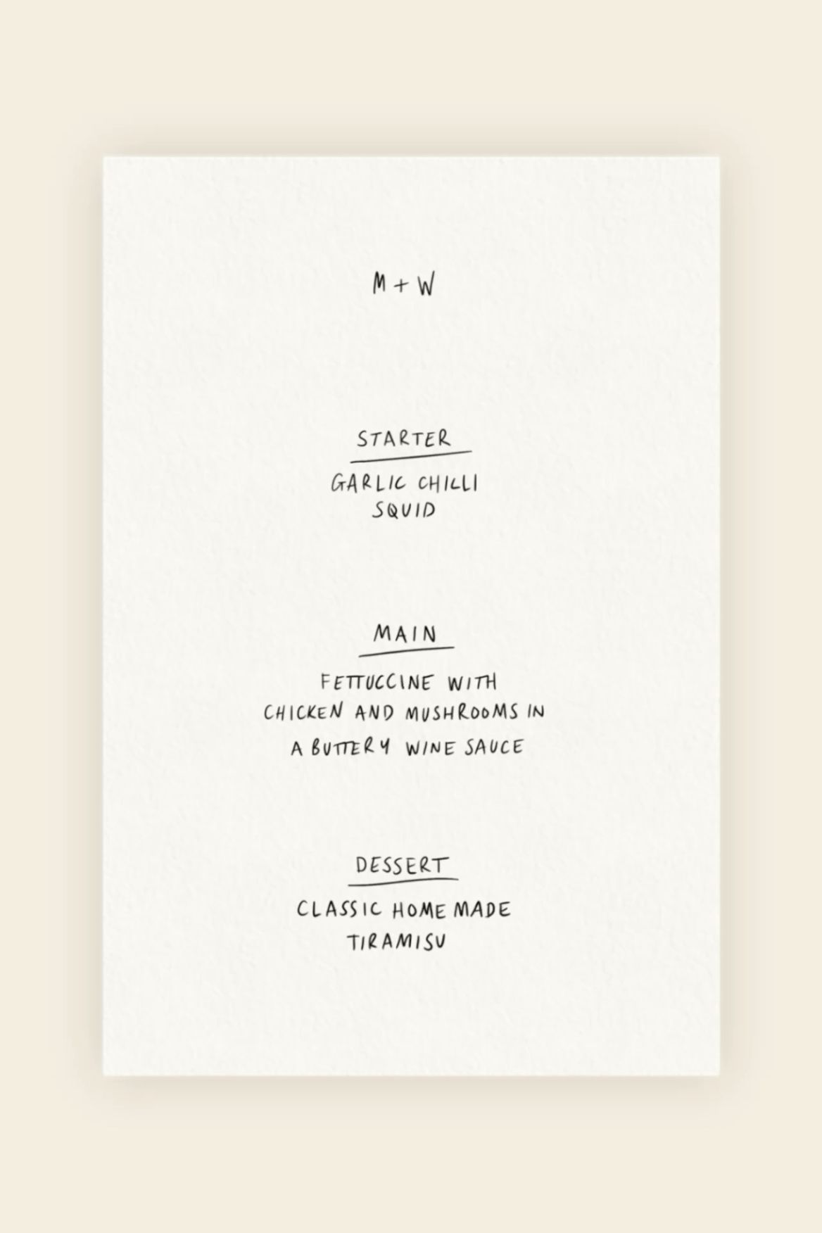 Last Minute Wedding Stationery Packages | Personalised Hand Lettered Menus  | Lyrah Studio