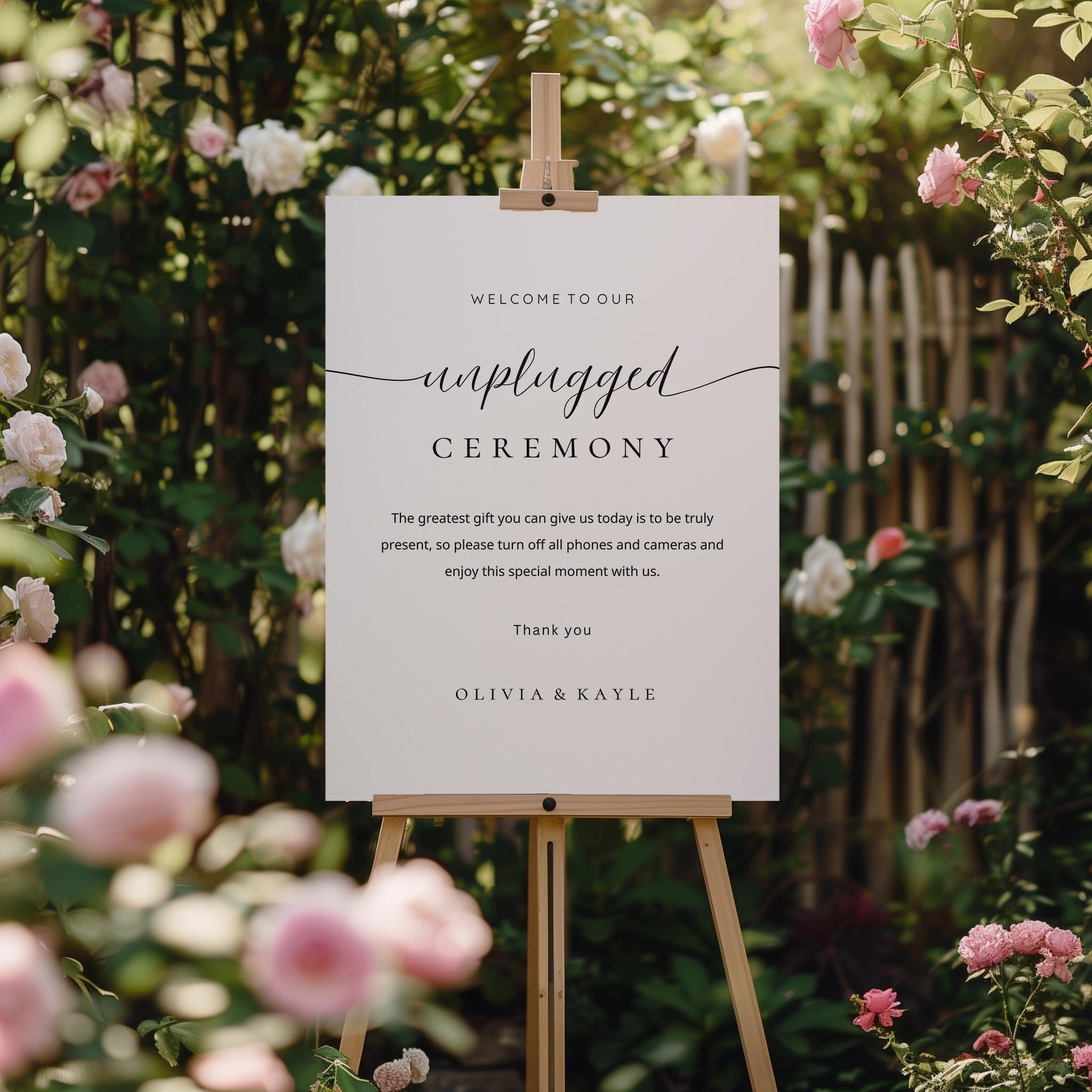 Wedding Unplugged Ceremony Sign, Minimalist Wedding Sign, Unplugged Ceremony Signage Template, Wedding Ceremony Sign, Unplugged Sign, WD-S08
