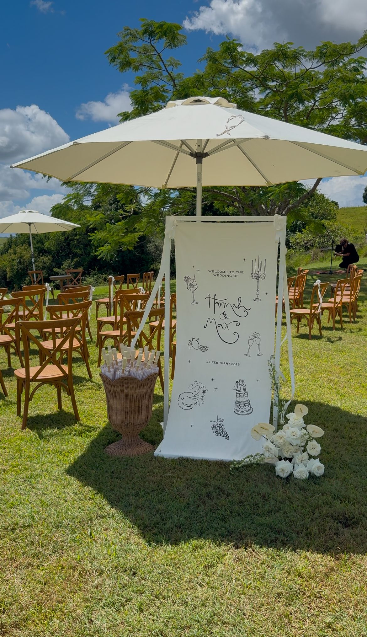 Custom illustrations linen welcome sign ✨