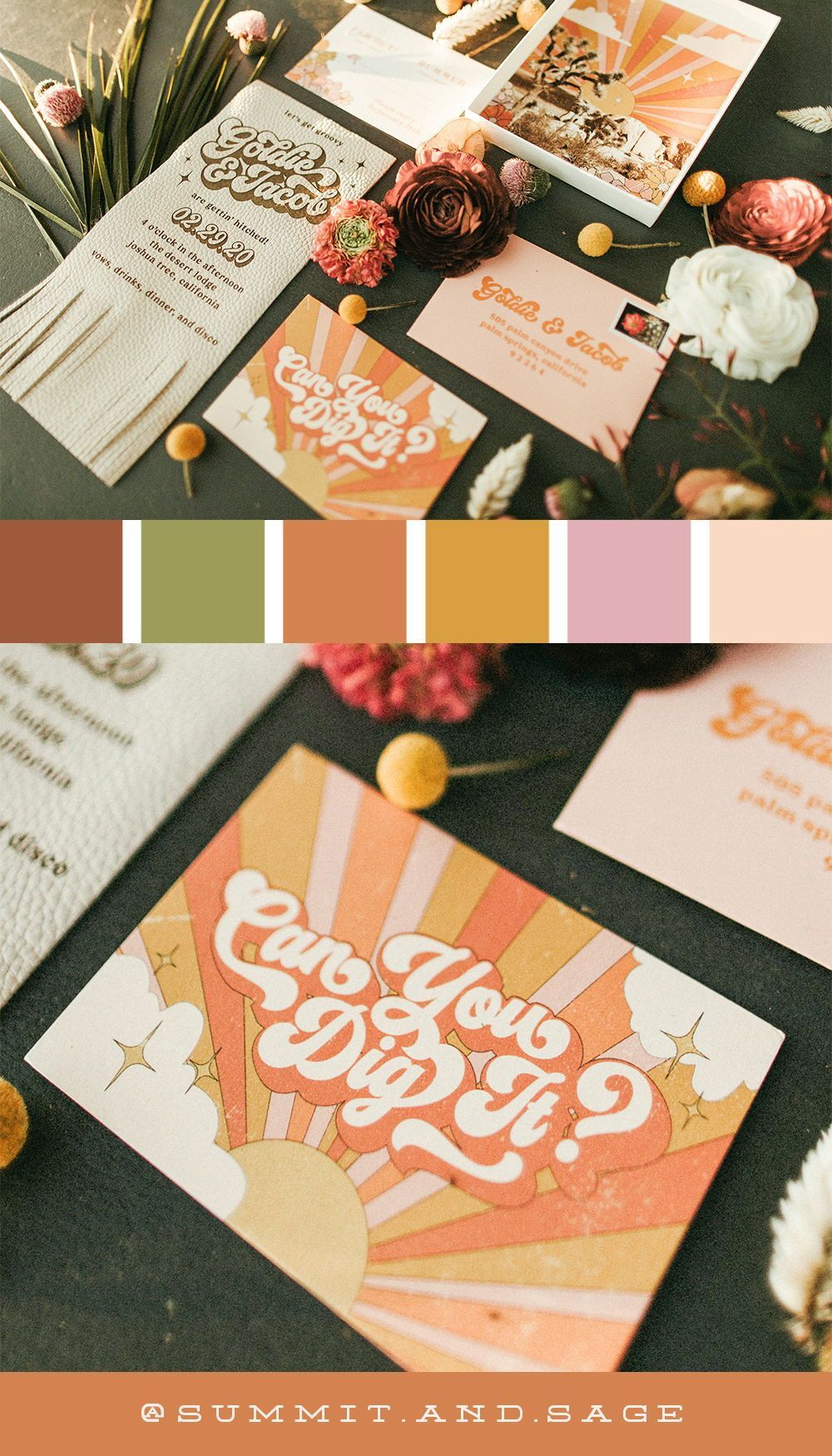 70s Retro Desert Elopement Invitations