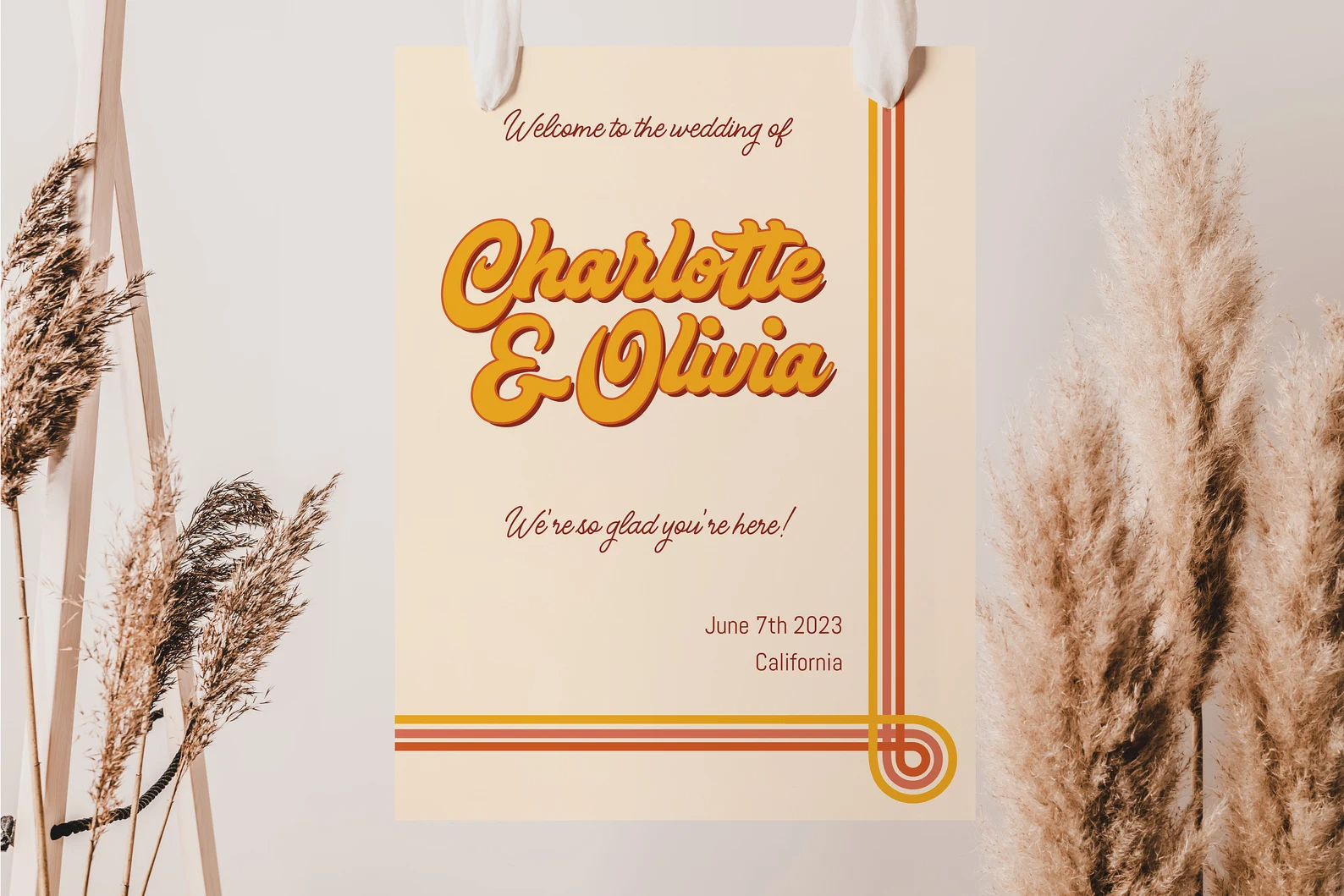 Retro Welcome Wedding Sign Template, 70s and Disco Printable Reception Decor, Summer Wedding Decoration, Instant Download — Etsy