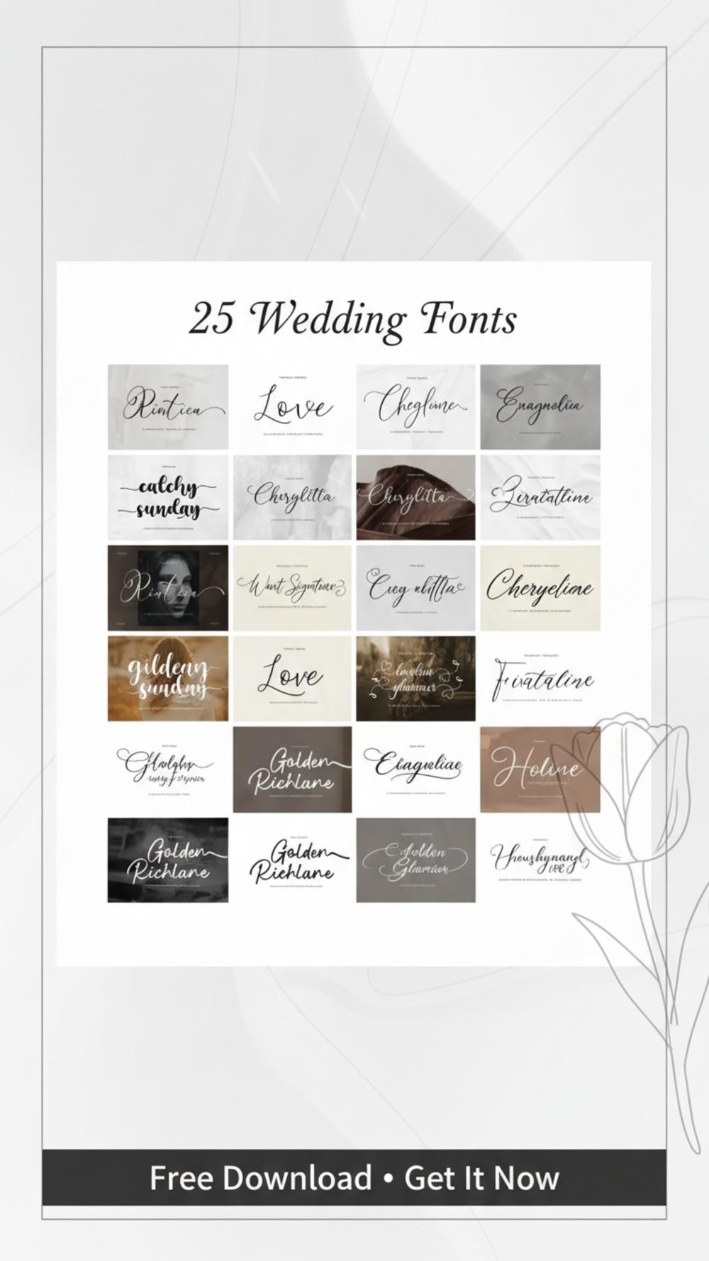 Top 25 Romantic Wedding Calligraphy Fonts Collection.