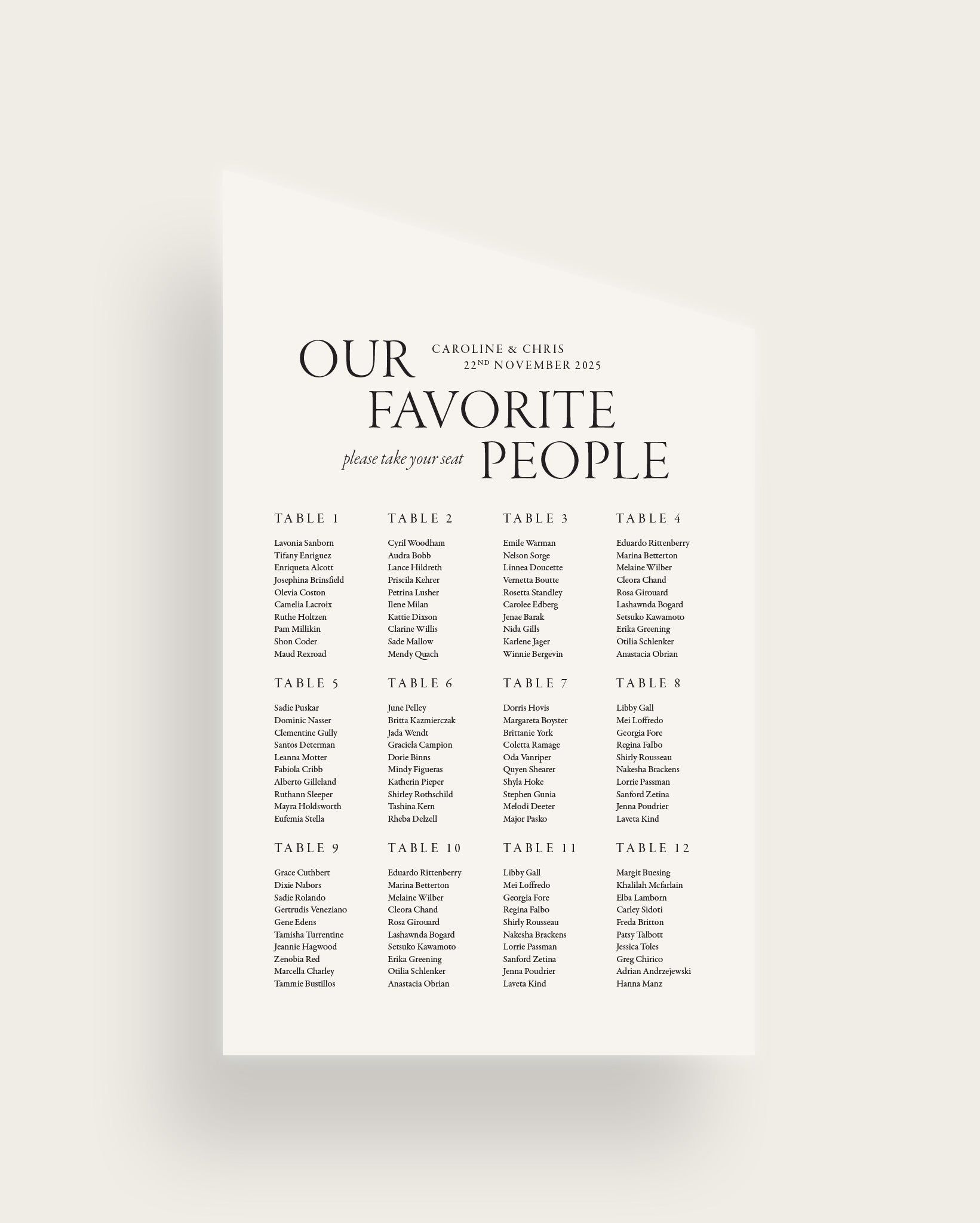 Stone Slant Down Seating Chart — 24×40 / With Holes / Fuschia