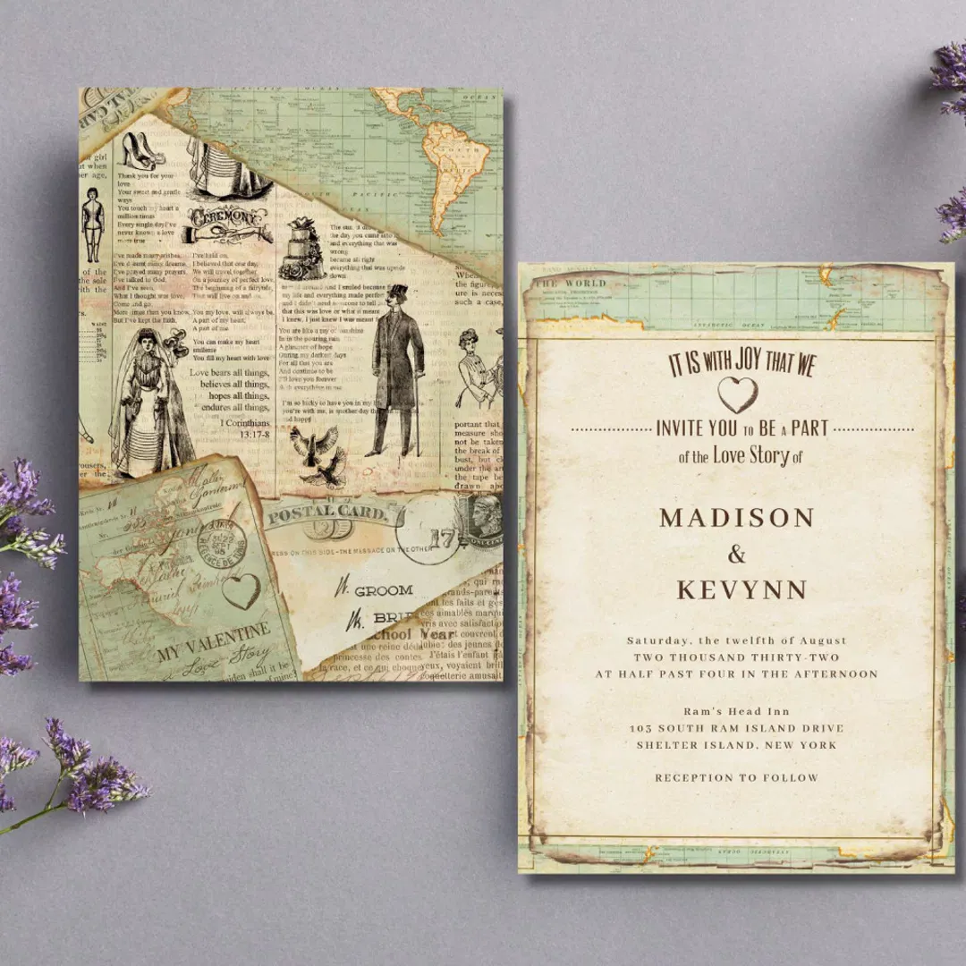 Vintage Journey Wedding Invitation