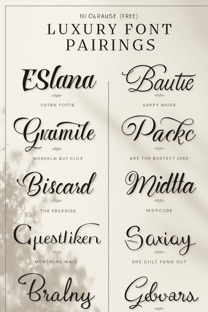 Romantic Script Fonts and Luxury Typefaces for Elegant Design
