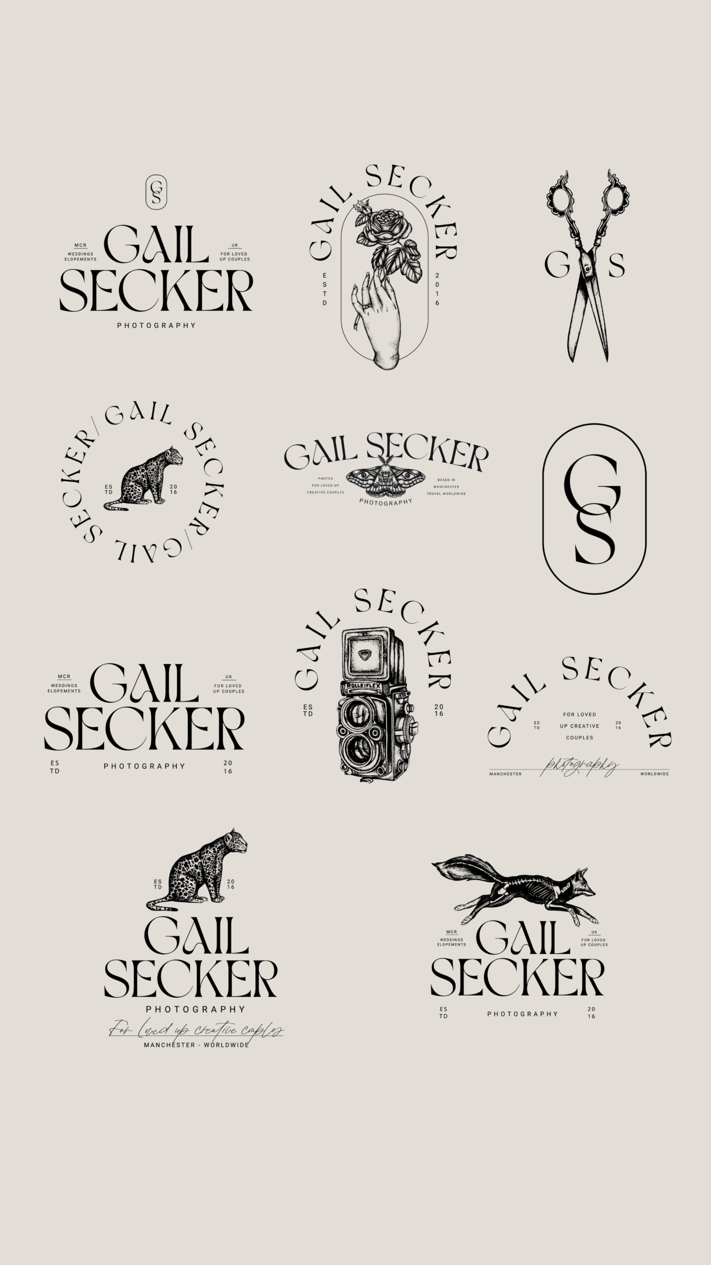 Edgy and Moody inspired Custom branding and logo design for wedding