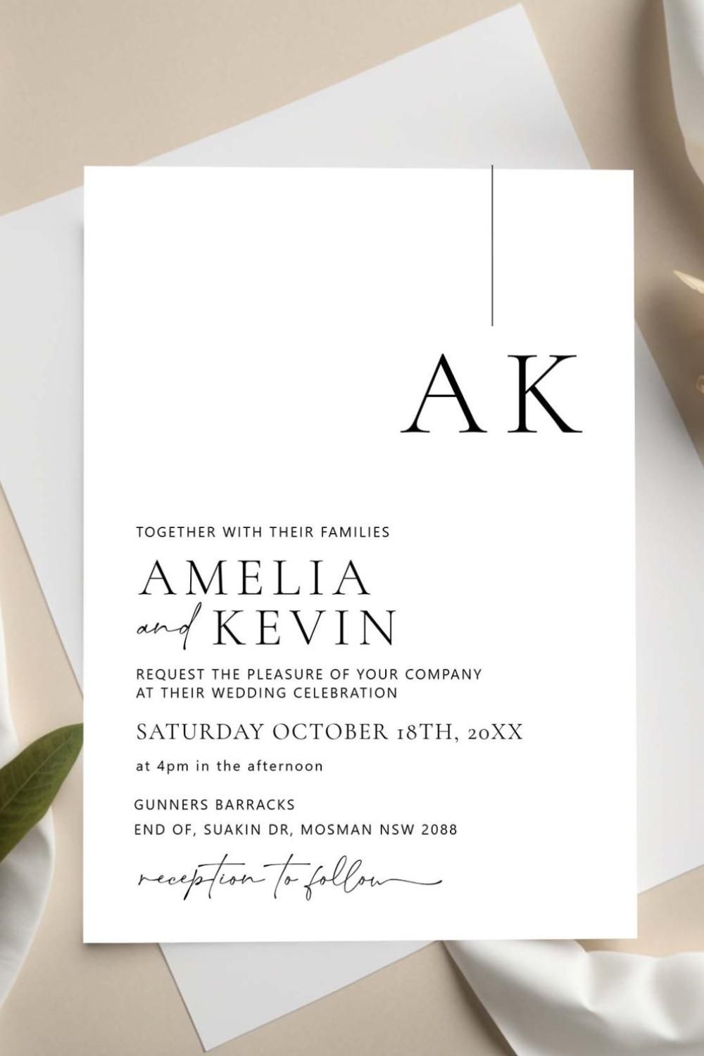 Modern And Minimalist Typography Wedding Invitation