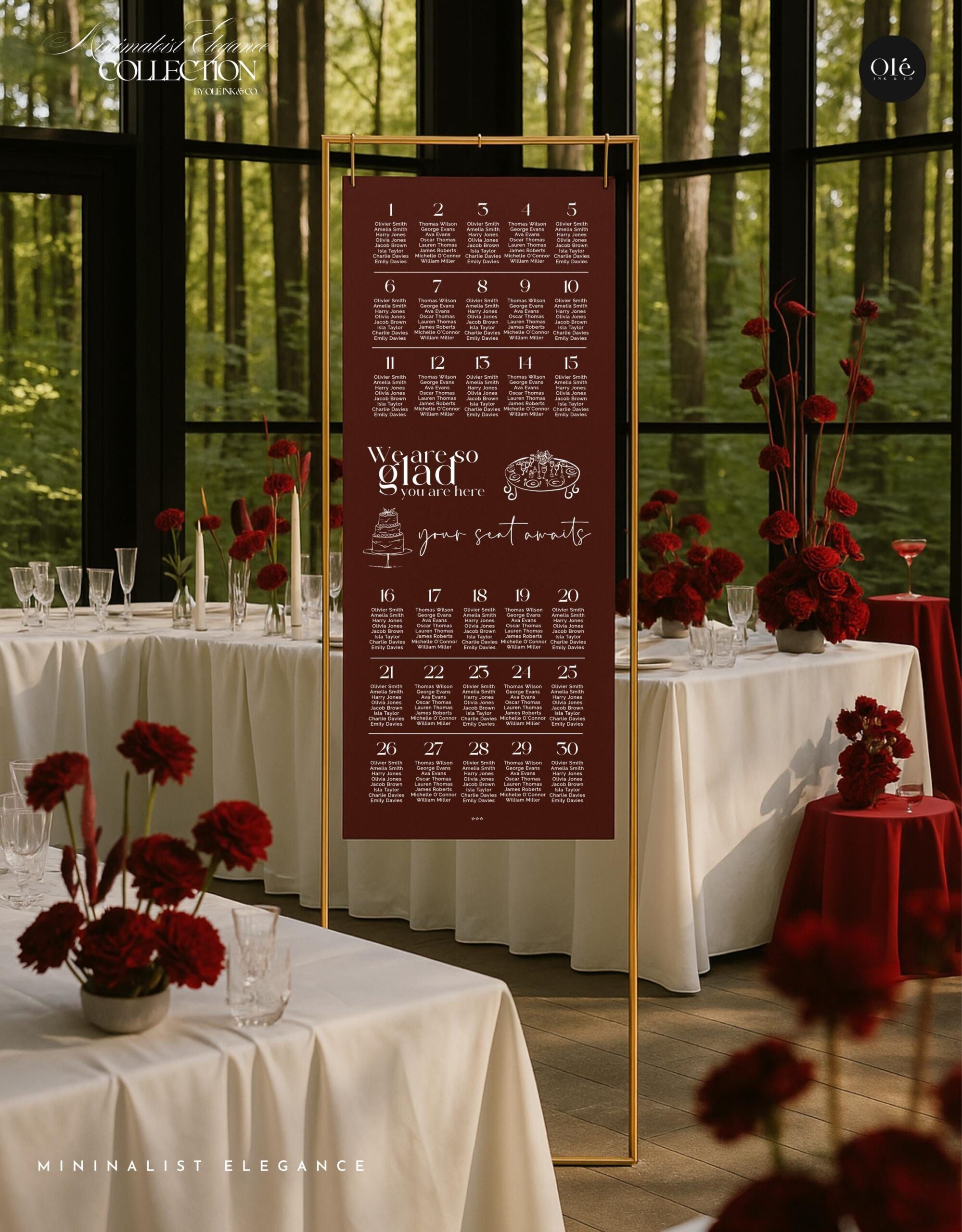 Modèle de plan de table pour mariage, affiche élégante du plan de table, panneau de plan de table imprimable modifiable, disposition des sièges (téléchargement numérique)