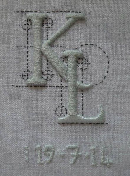 K & L Wedding monogram — Addison Embroidery at the Vicarage
