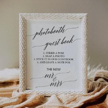 Elegant Black Calligraphy Photobooth Guest Book