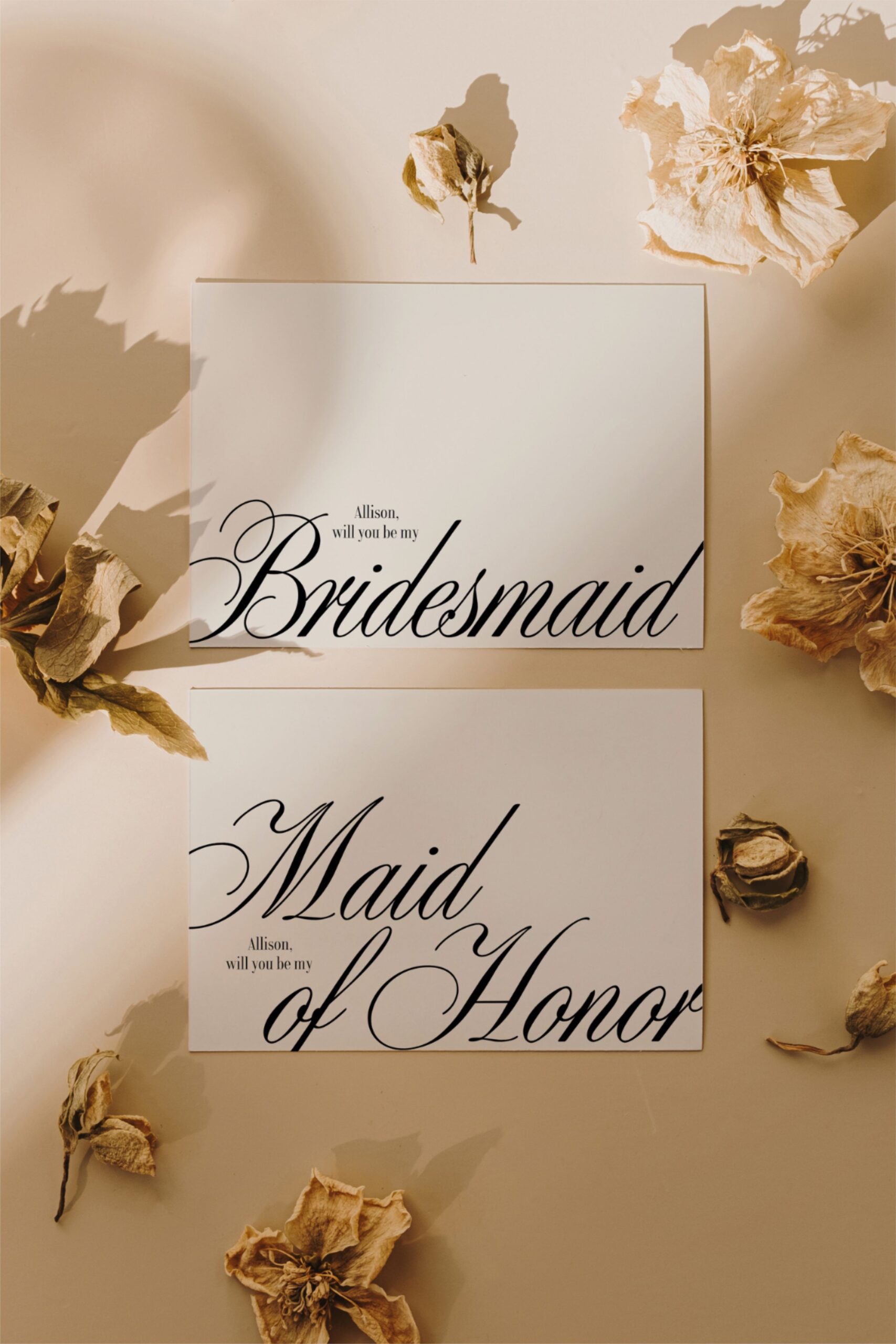 Old Money Bridesmaid Proposal Card Template, Calligraphy Bridesmaid Proposal Card