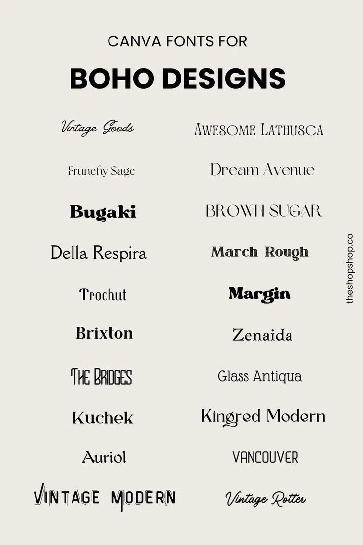 Canva Fonts for Boho Designs en 2024