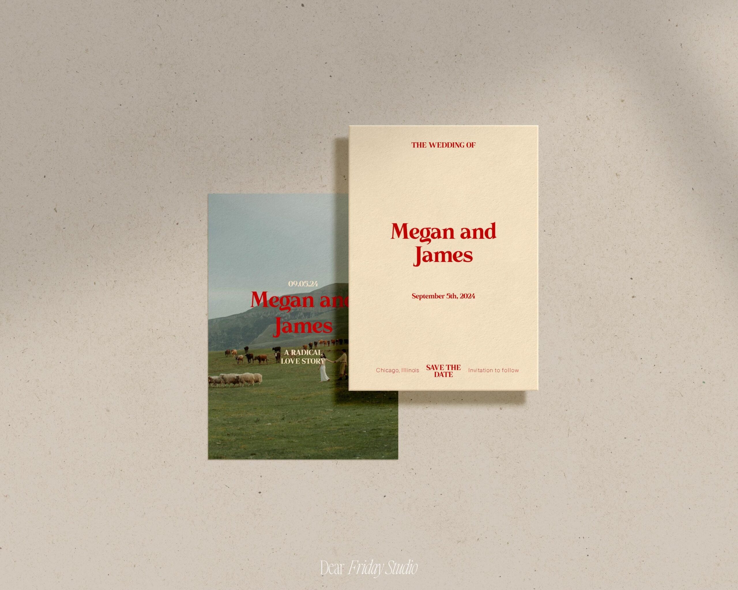 Vibrant Retro Wedding Invitation: Save the Date