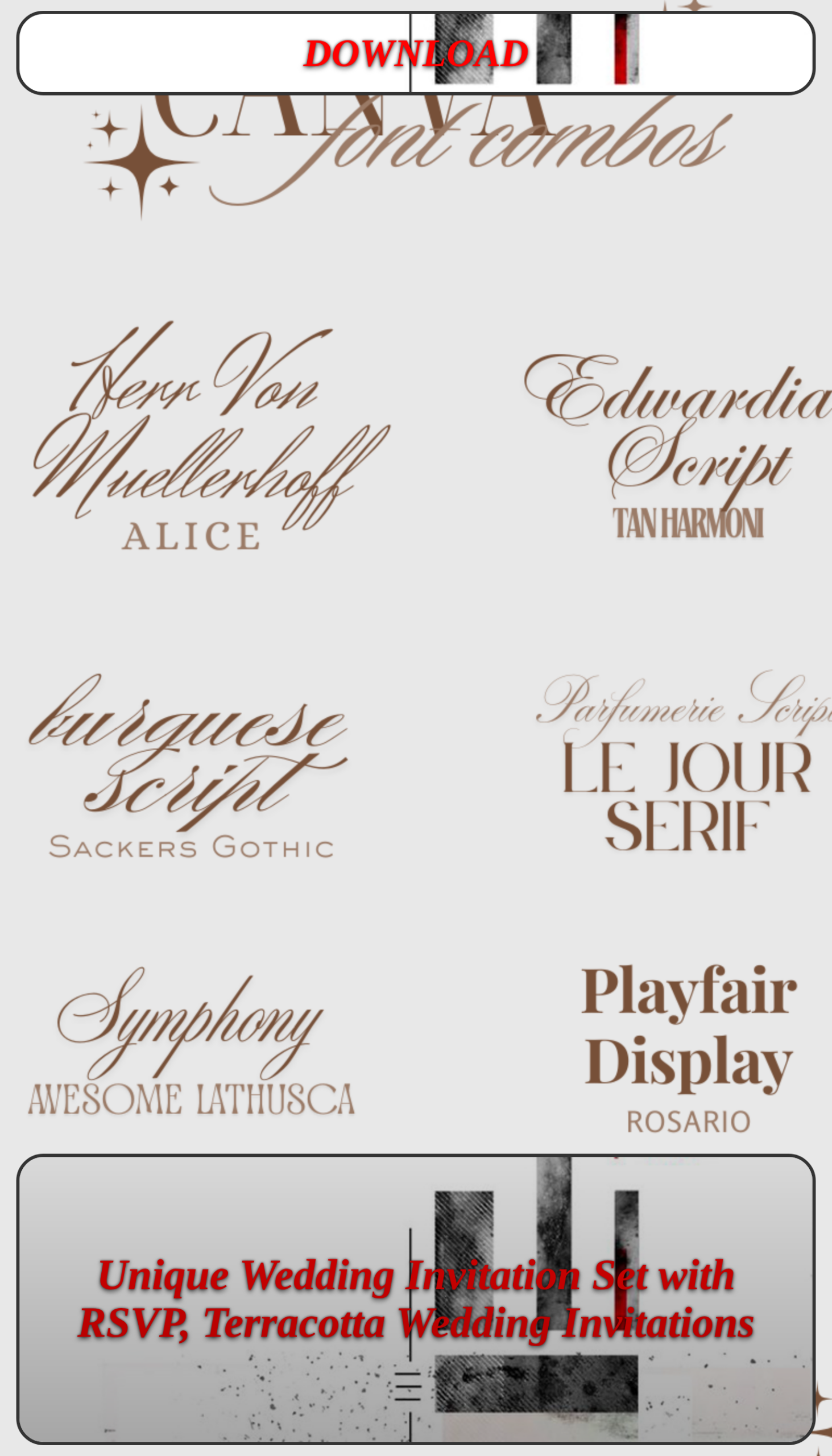 Unique Wedding Invitation Set with RSVP, Terracotta Wedding Invitations