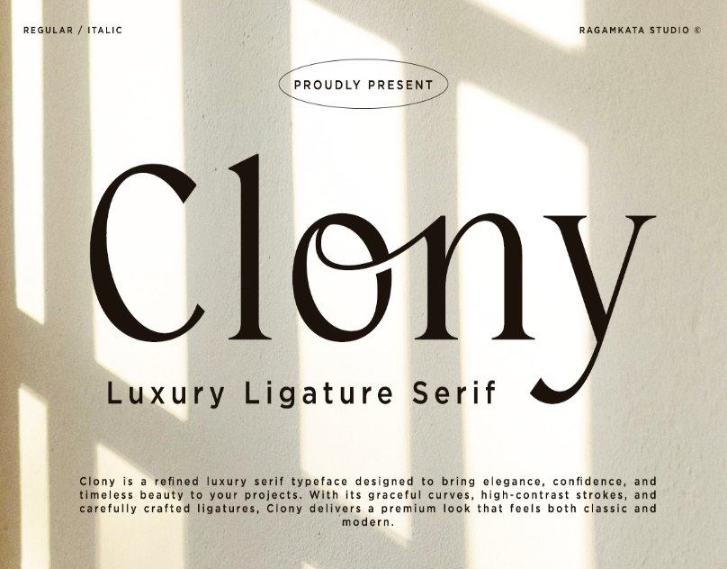 Clony Luxury Serif Font — Download Free Font — RagamKata Studio