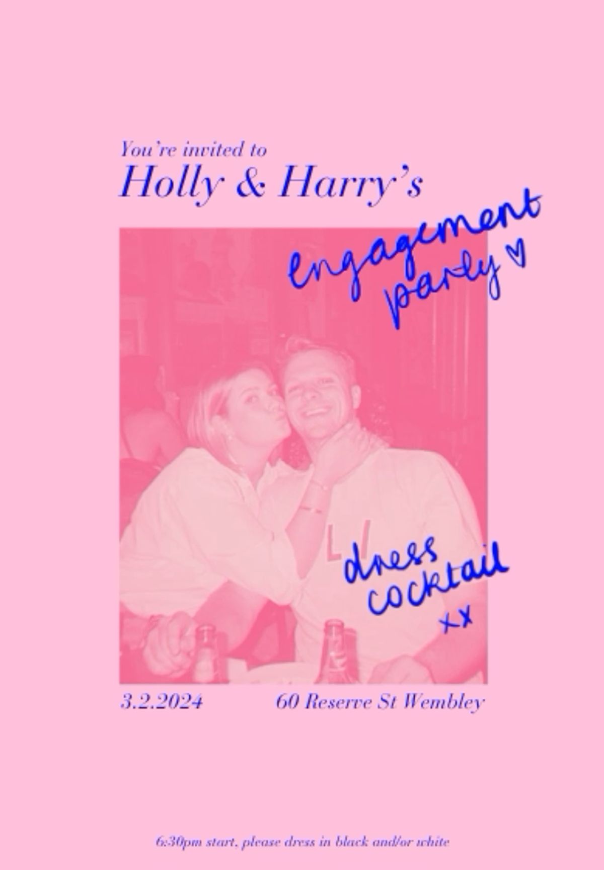 Pink & Blue Engagement Party Invite