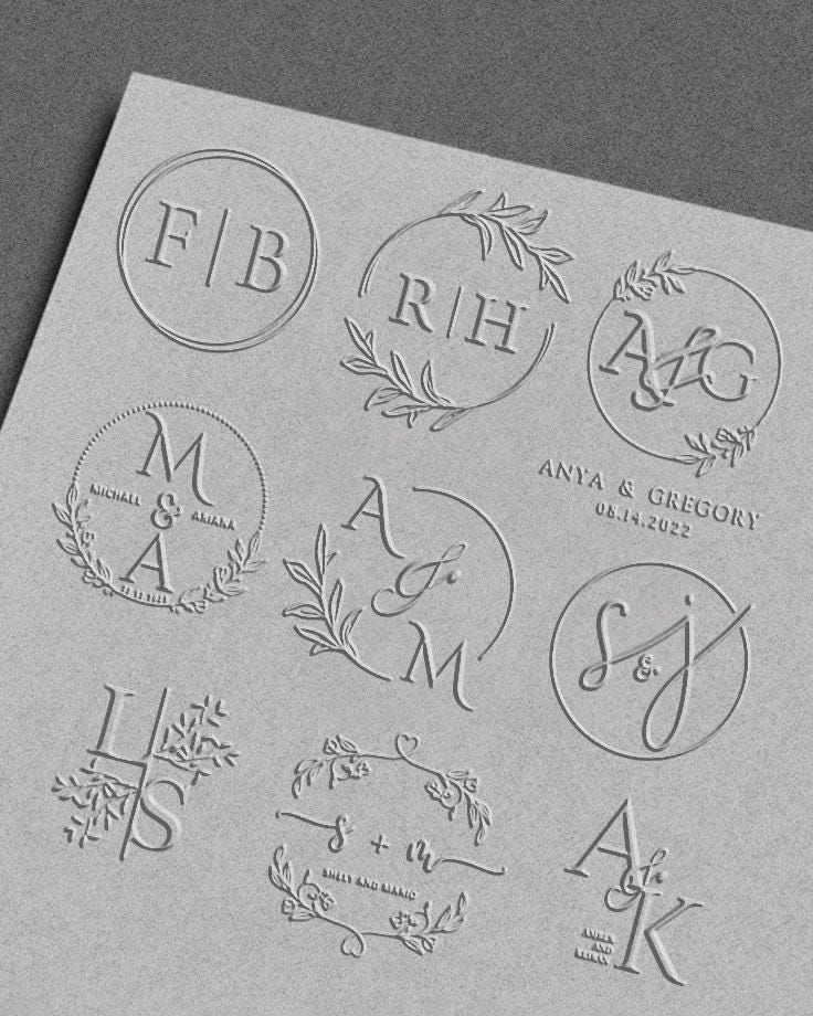 Personalisierter Prägestempel, benutzerdefinierter Prägestempel, personalisierter Hochzeitsprägestempel, Initialenprägestempel, Papierprägestempel, Monogrammprägestempel