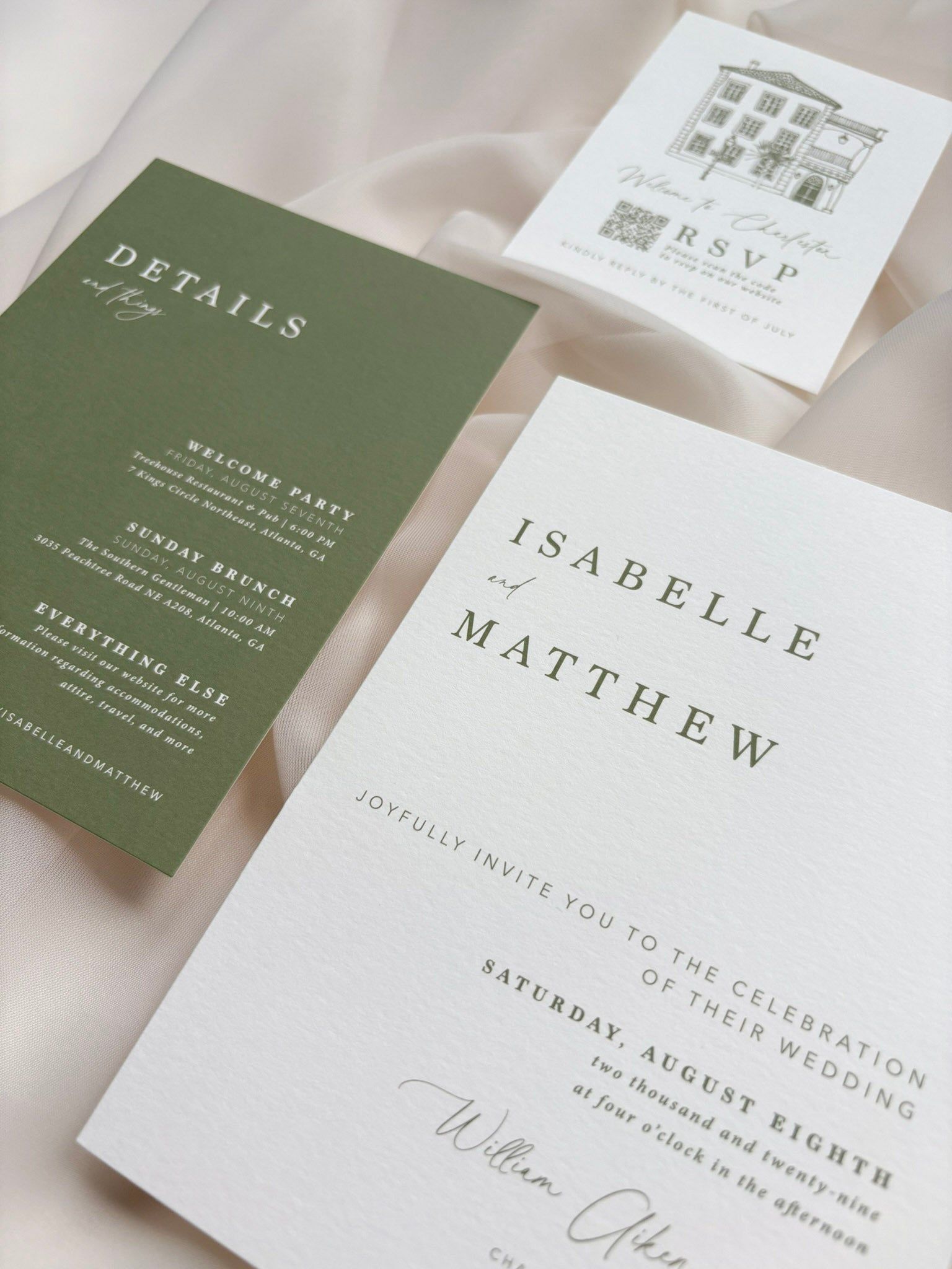 Modern Romance Invitation Suite — White