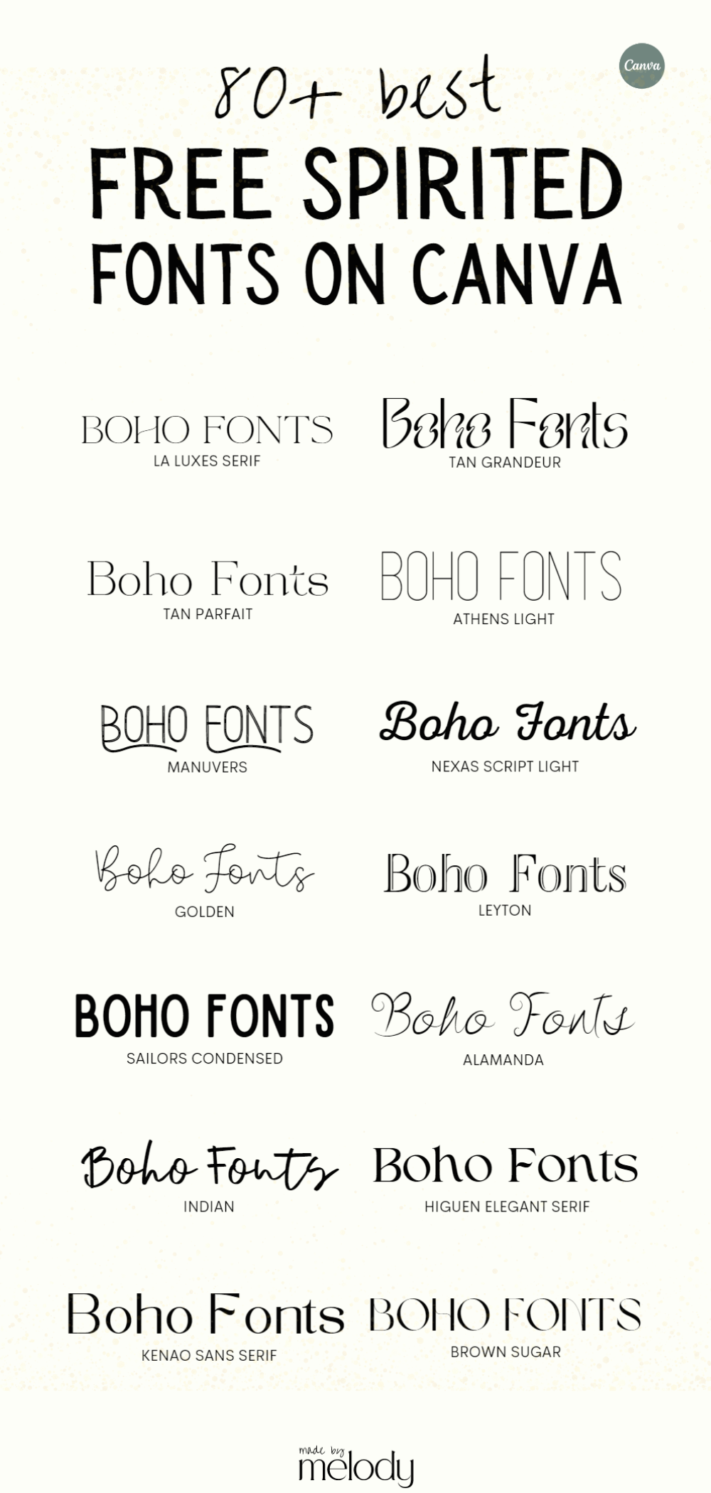 80+ Bohemian Fonts on Canva: Branding Design & Blog Design