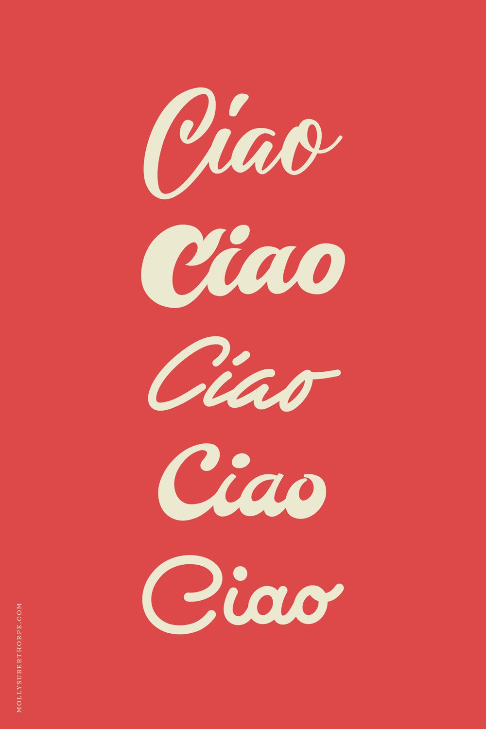 Italian Hand Lettering Ciao Red