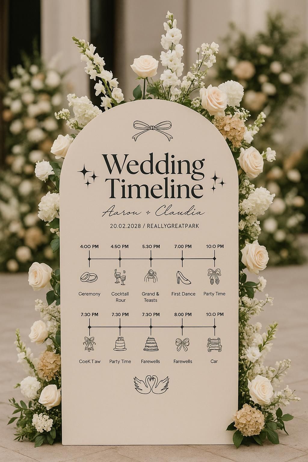 Modèle de chronologie de mariage modifiable | Itinéraire le jour du mariage imprimable | Téléchargement instantané | Calendrier de mariage | Modèle de toile