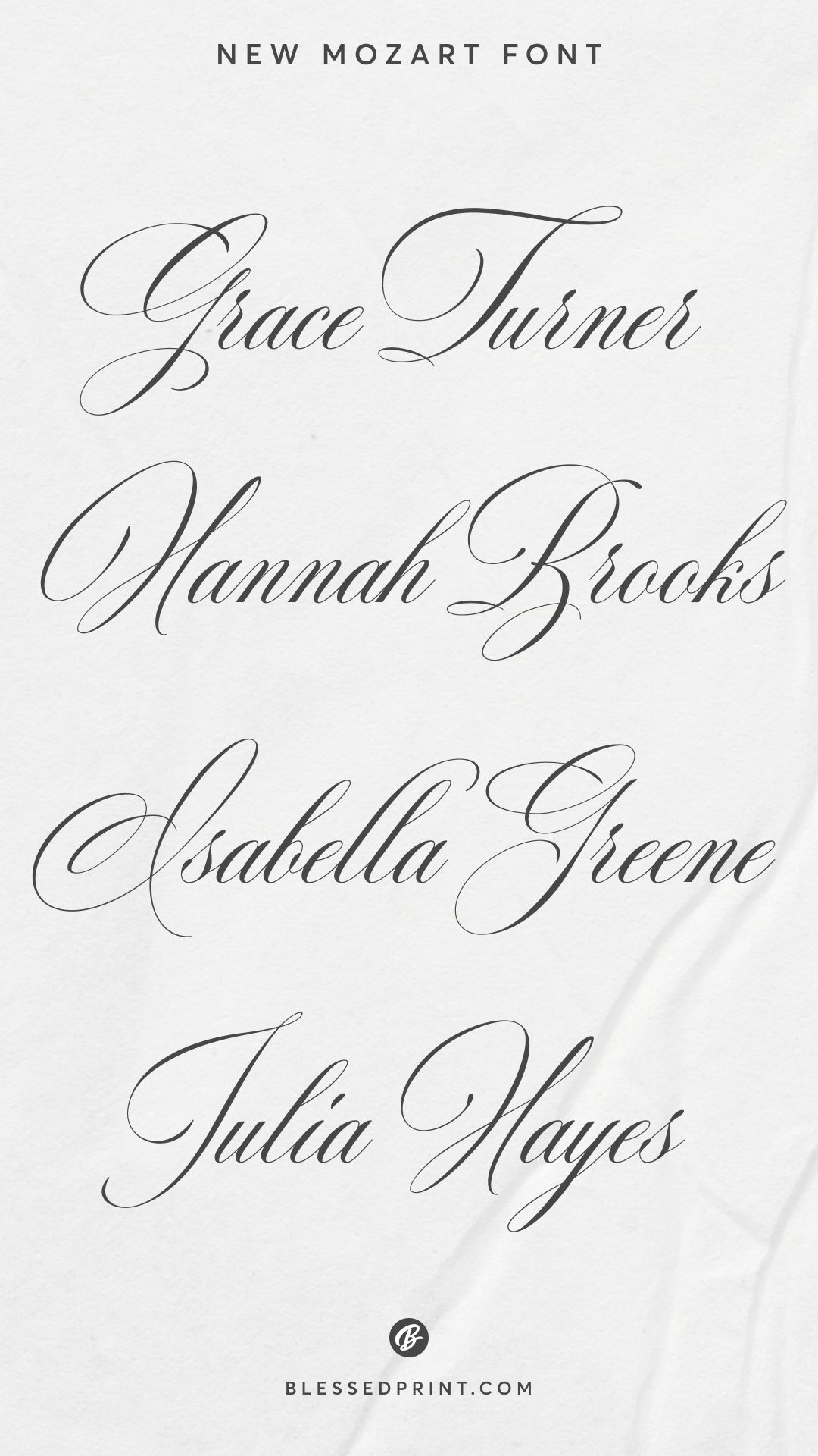 Refined wedding script font – New Mozart calligraphy style