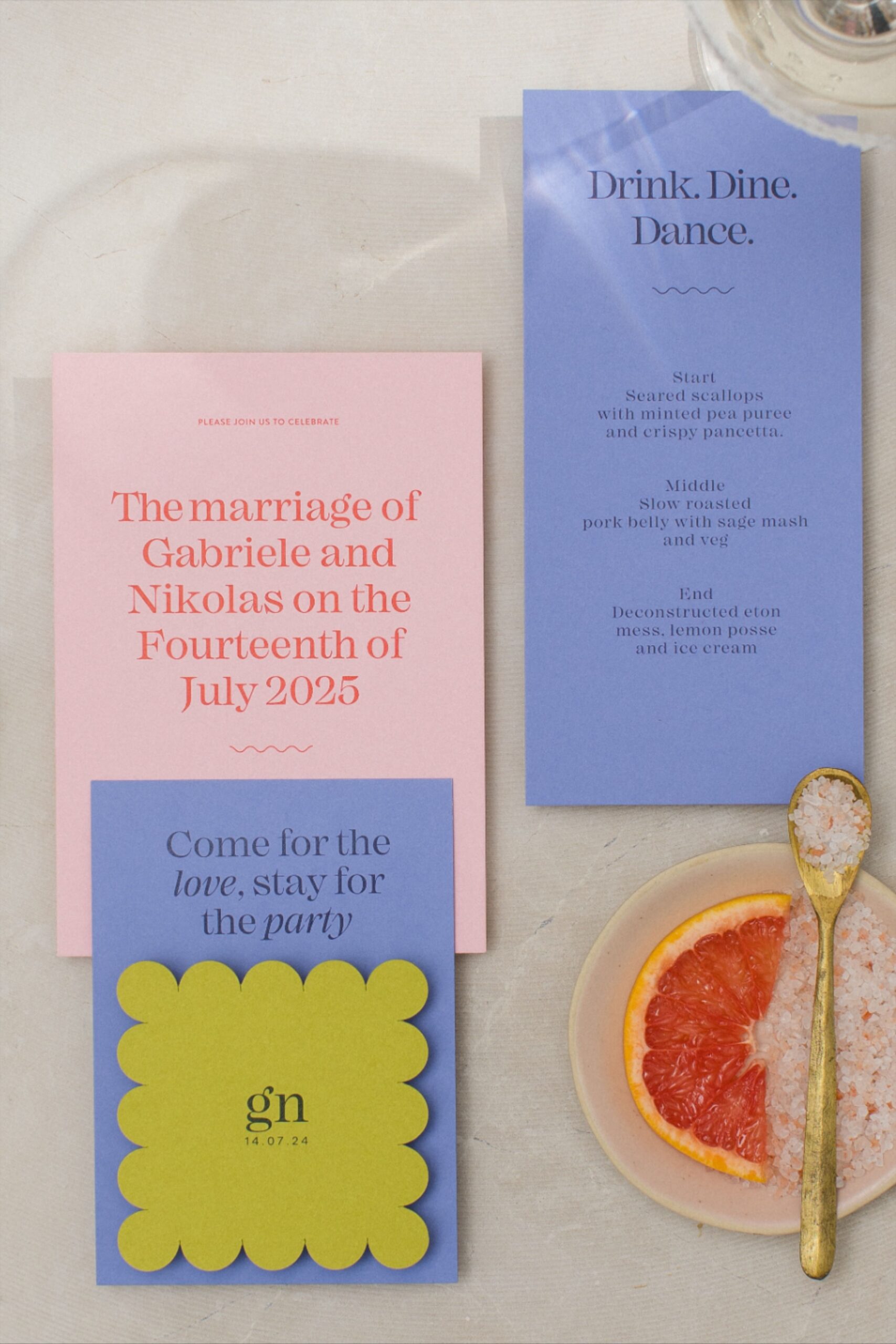 Modern red and pink wedding invitations