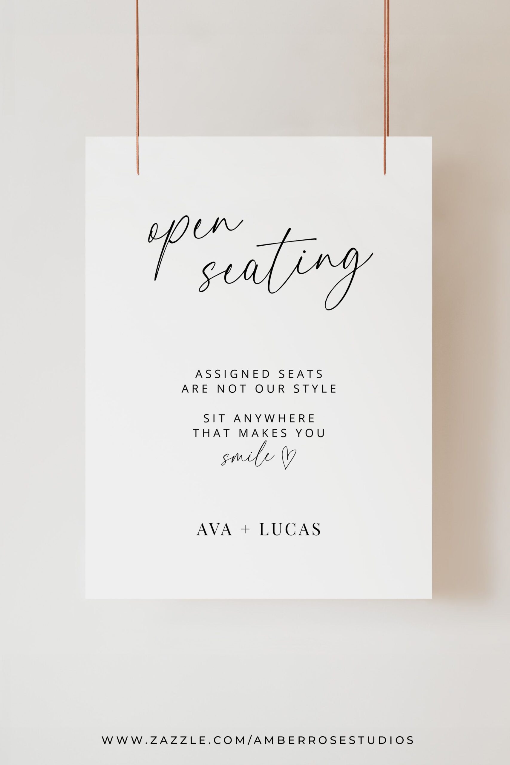 Wedding Open Seating Sign – Modern Sit Anywhere Design on Foam Board