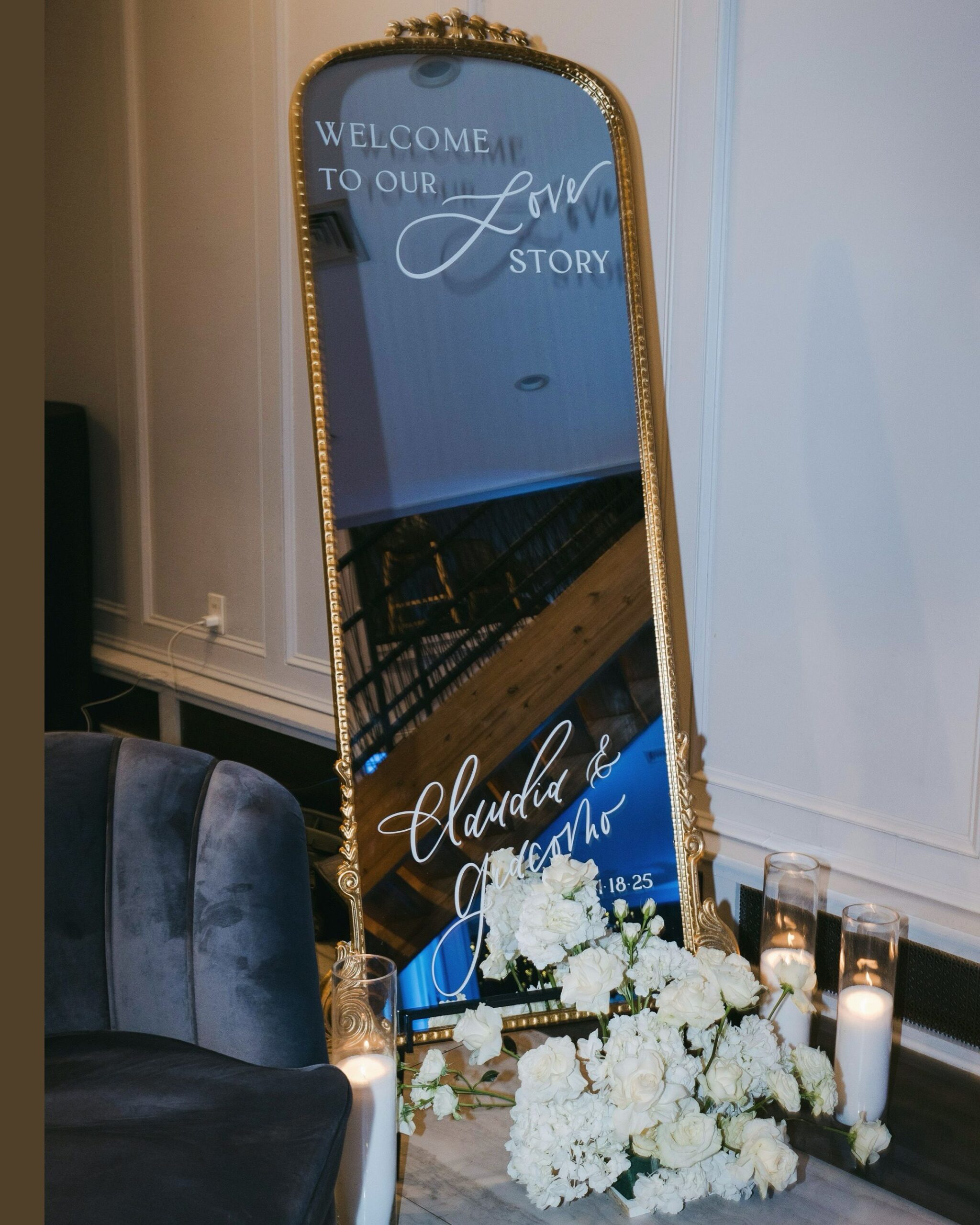Bespoke Modern Hand Calligraphy Wedding Mirror Welcome Signage |Mirror Signage