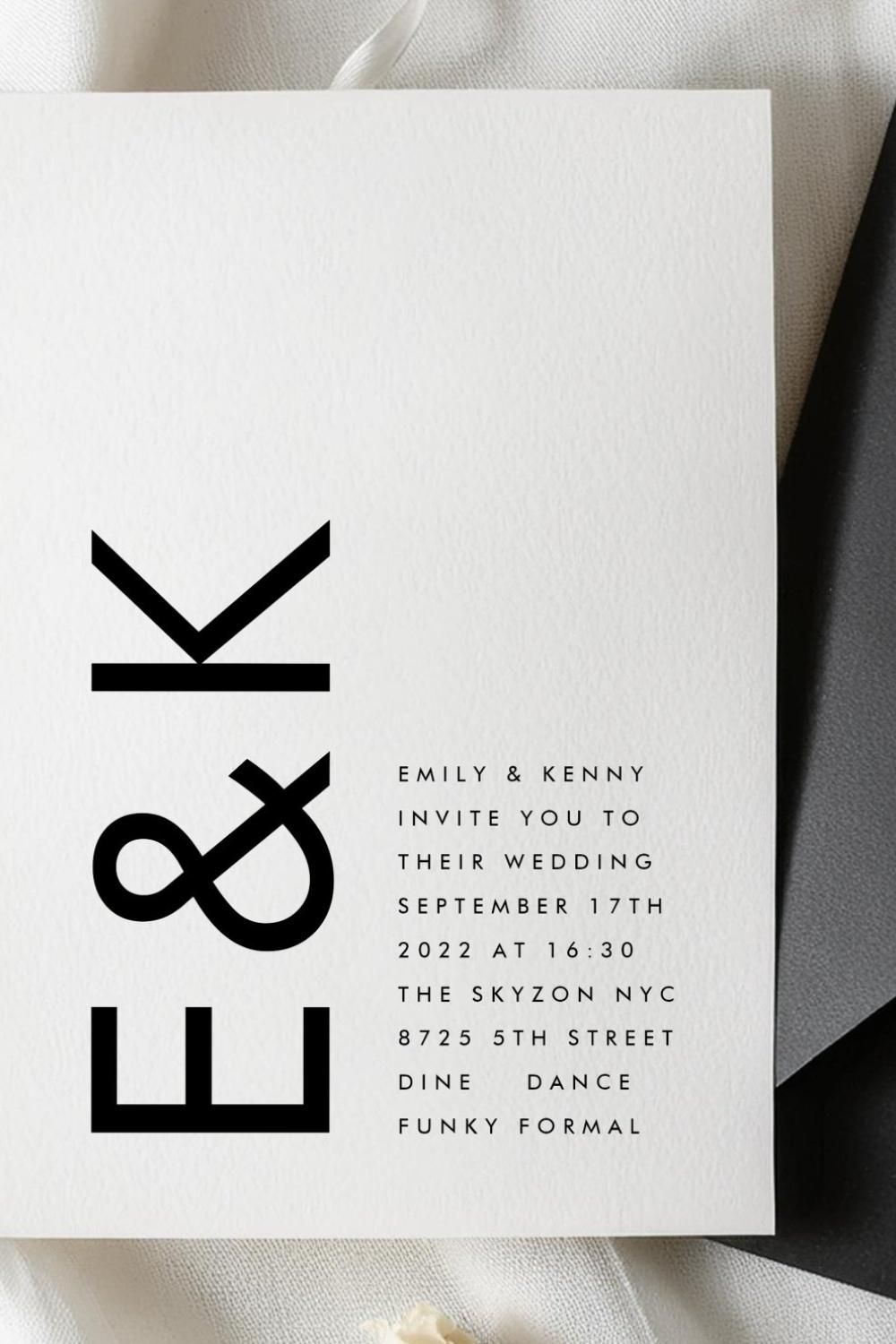 Ultra Modern Monogram Wedding Invitation