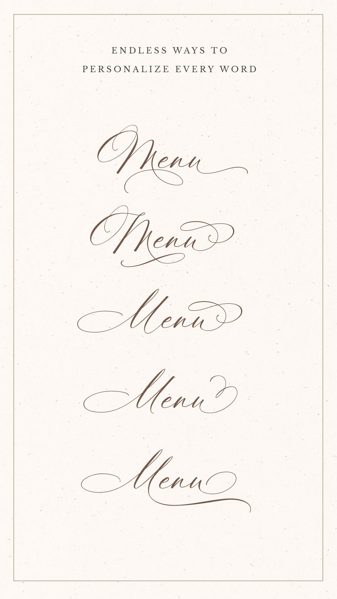 Elegant Wedding Menu Calligraphy with Script Font Variations