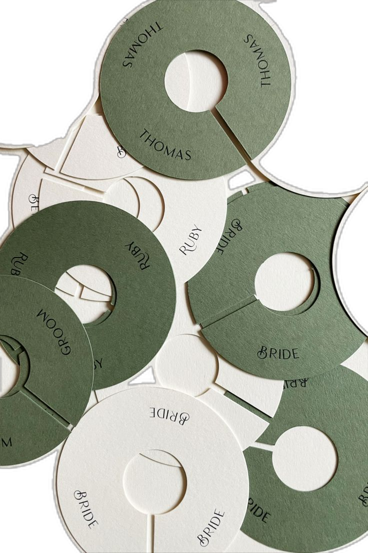 Circular Wedding place names for wine glasses