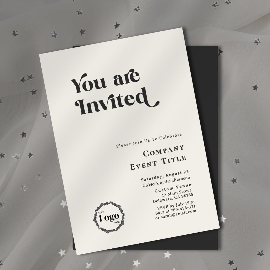 Chic Black and White Typography You are Invited Invitation