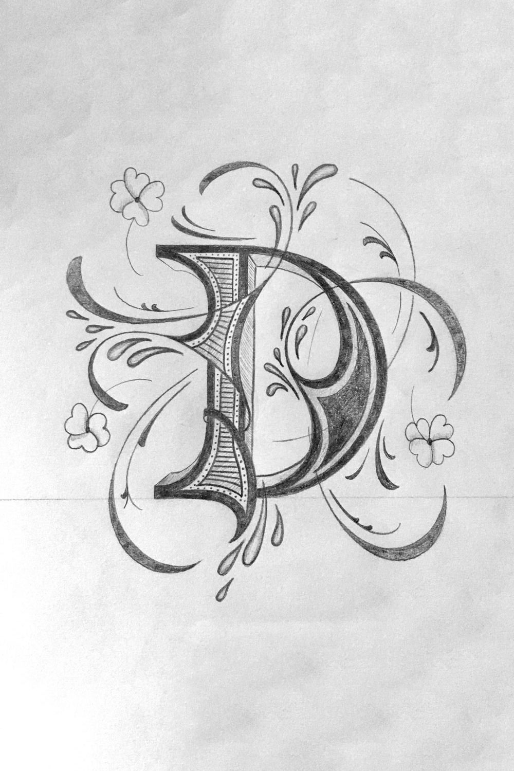 Capital D with flourish art