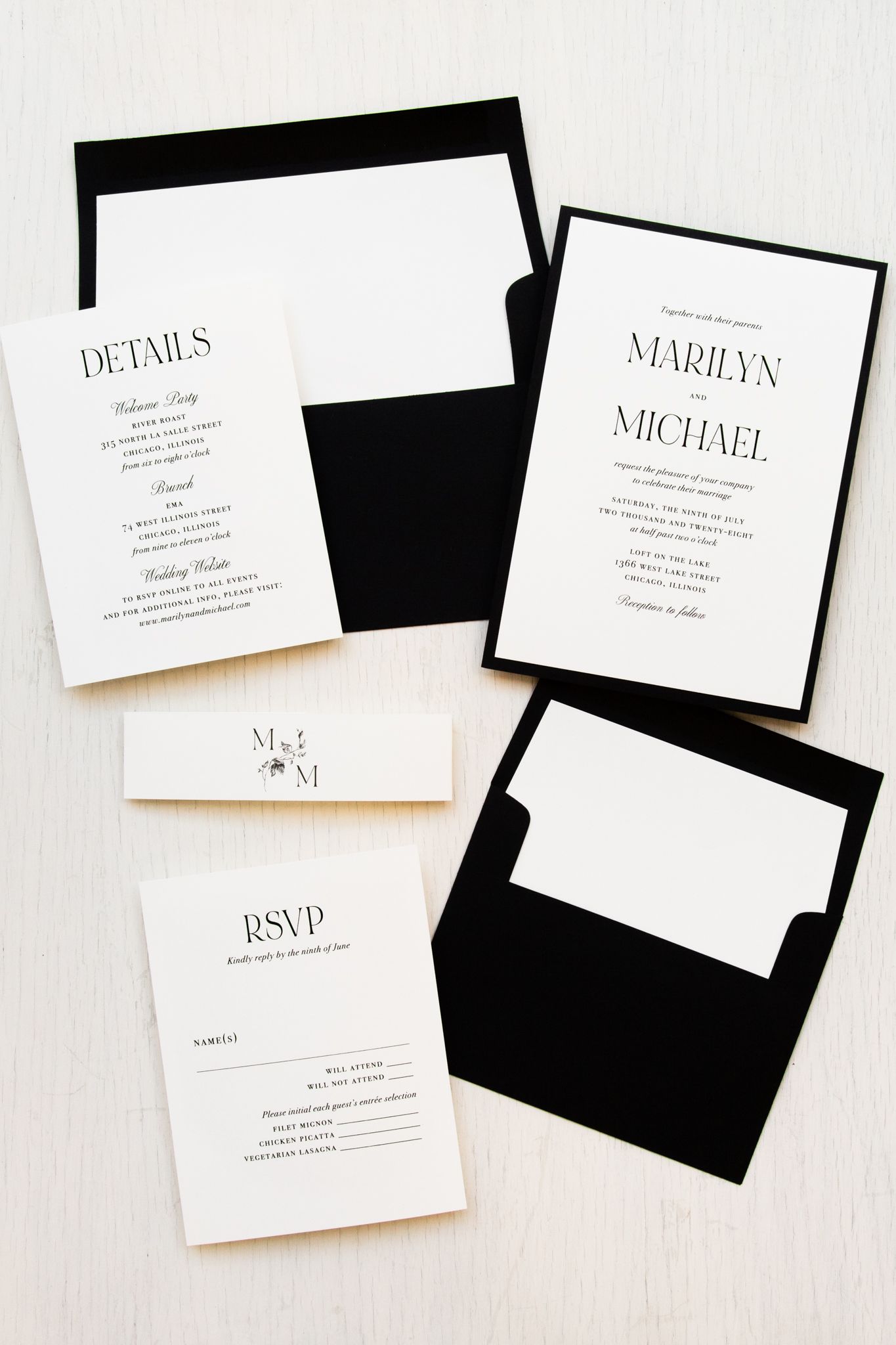 The Ultimate Chic Wedding Invitation Set – Black & Ivory